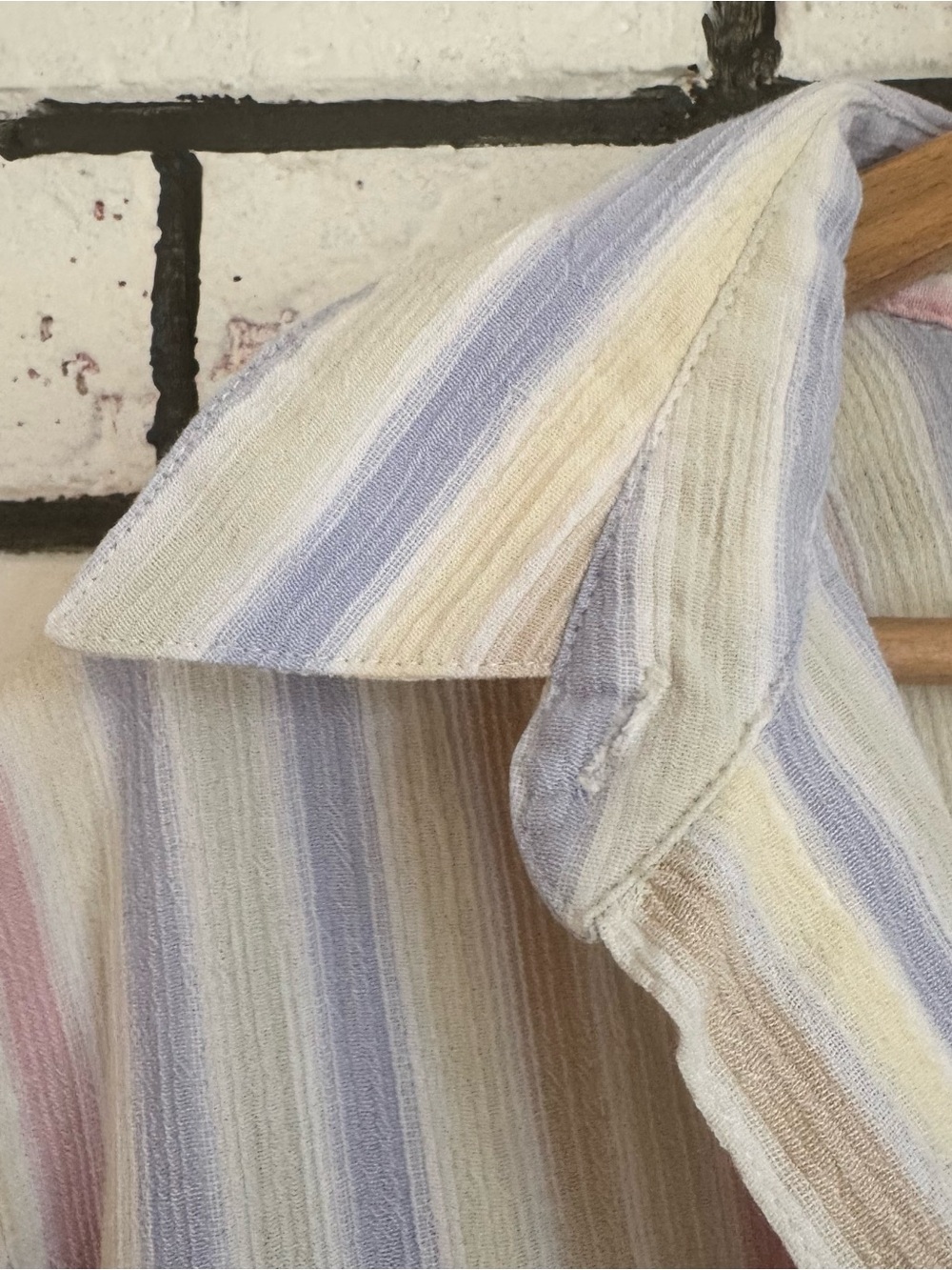Alfred Dunner Pastel Multi-Stripe Short Sleeve Button Shirt - Picture 6 of 7
